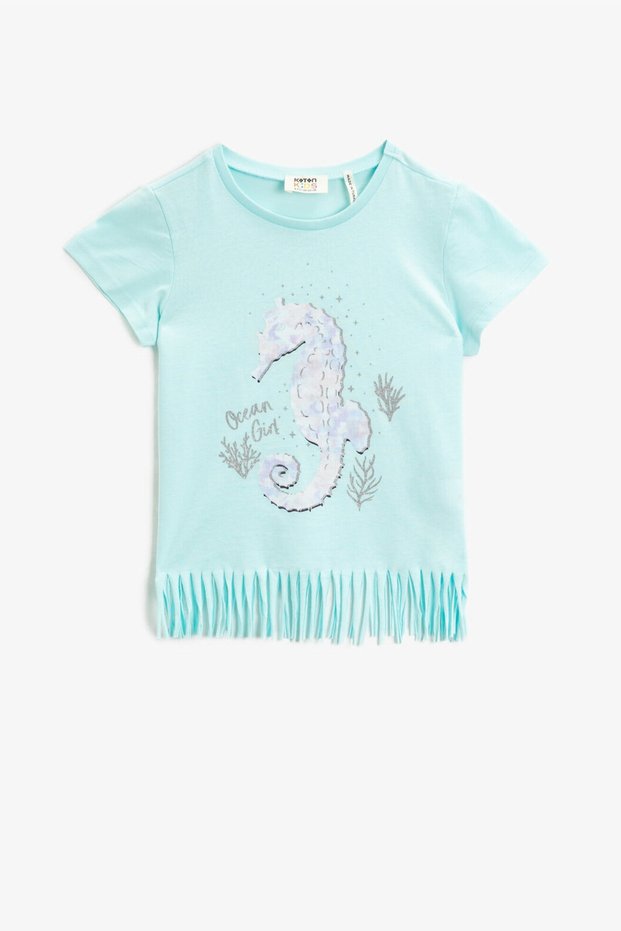 Girl's Water Green T-Shirt