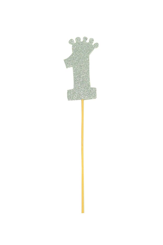Crown Figured Glittered Eva Stick Number 1 Silver