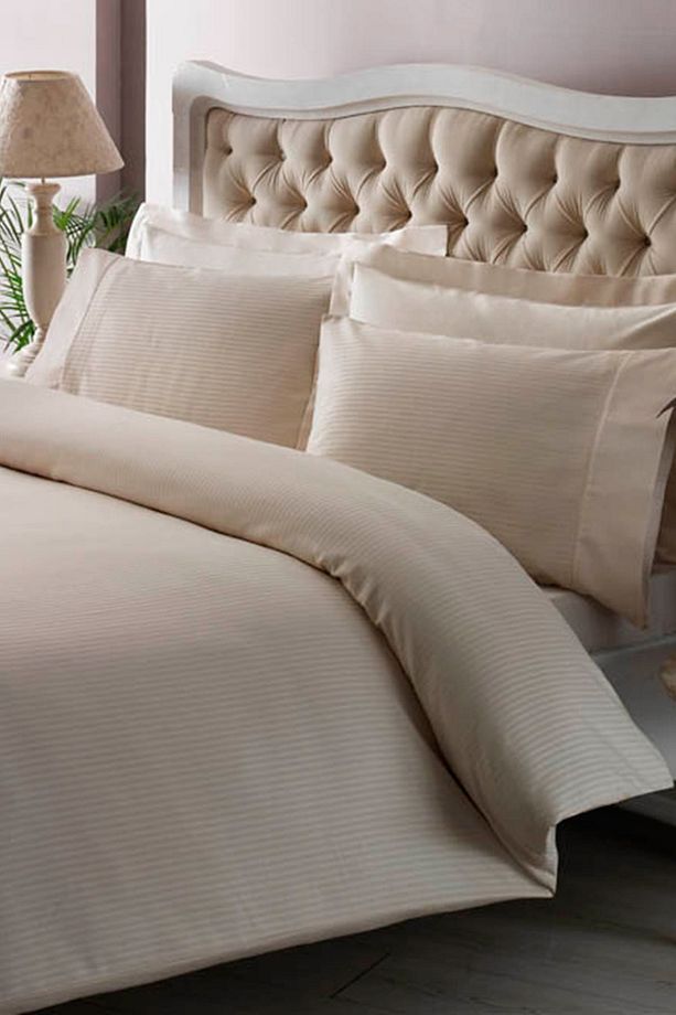 Premium Basic King Size Pamuk Saten Nevresim Takımı Krem - 1