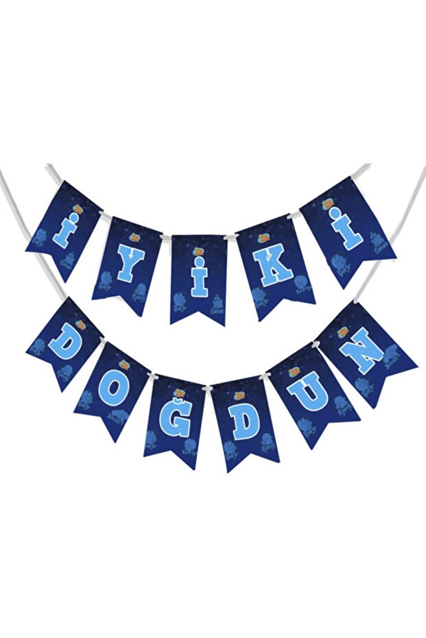 Kral Şakir Happy Birthday Written Letter Flag Set in Space