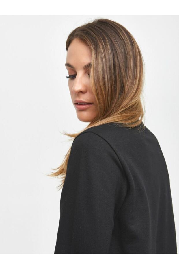 Kadın Siyah Pozıko Sweatshırt - 2