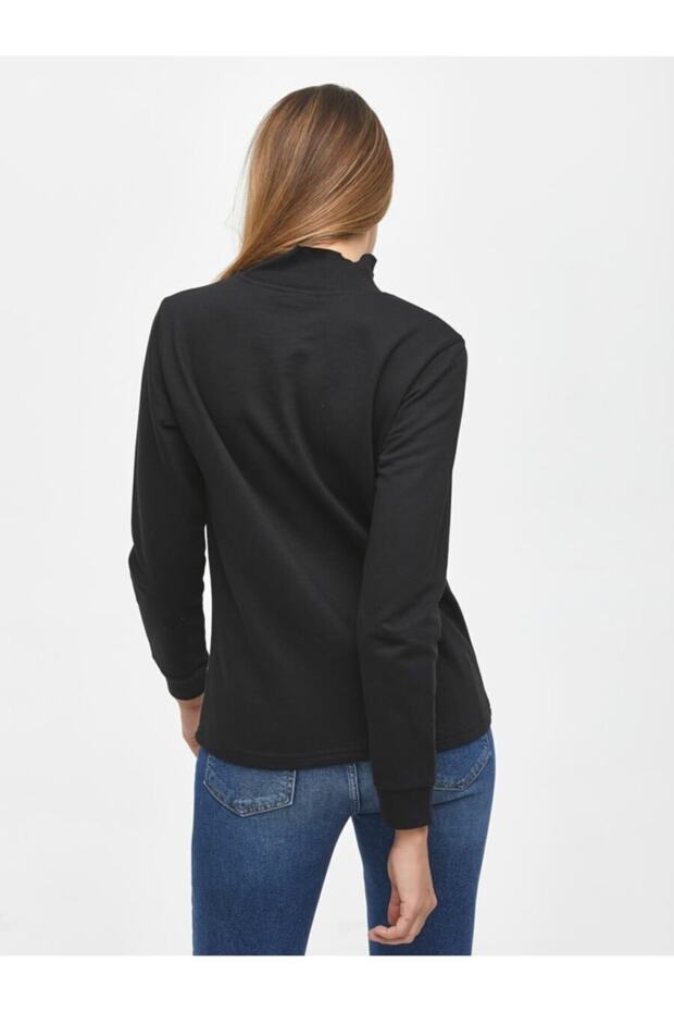 Kadın Siyah Pozıko Sweatshırt - 4