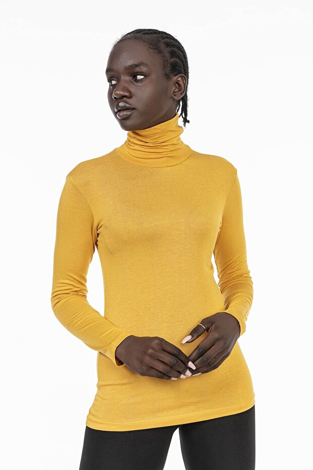 Full Fisherman Long Sleeve Viscose Mustard Bodysuit