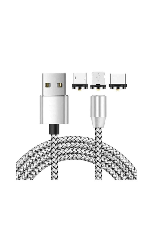 Mıknatıslı Iphone Lightning Samsung Micro Usb Type C Mıknatıslı Şarj Kablosu - 1