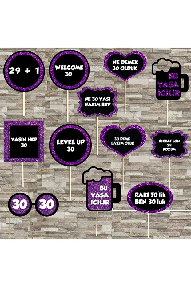 30 Birthday Themed Speech Balloon 12 Pieces
