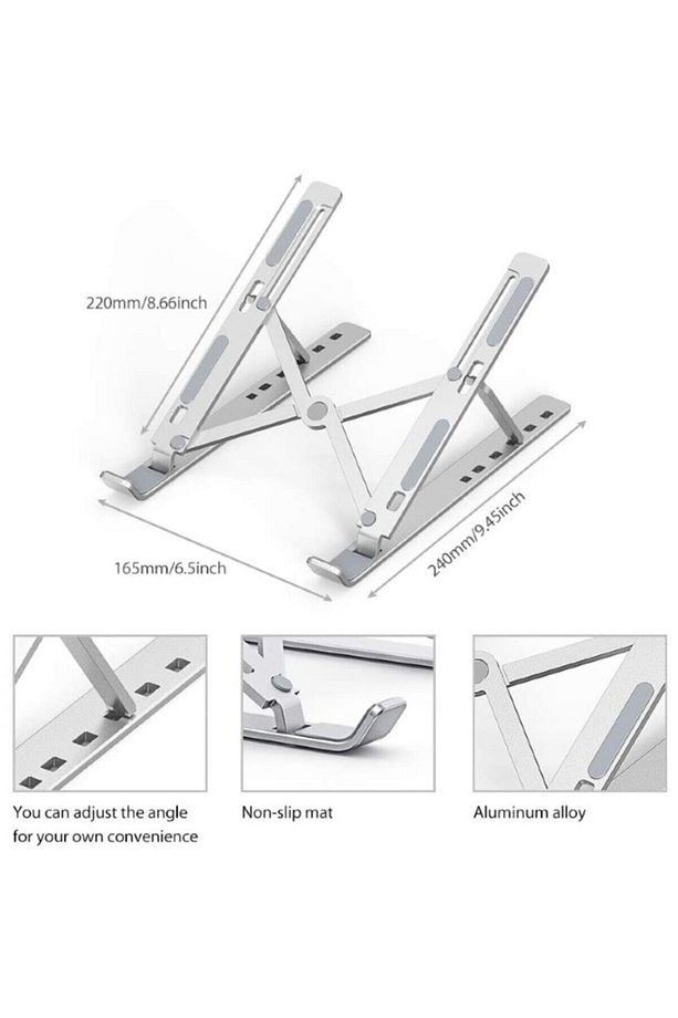 Bilgisayar Laptop Standı Macbook Notebook Stant Katlanabilir Ayarlanabilir Metal Stand - 3
