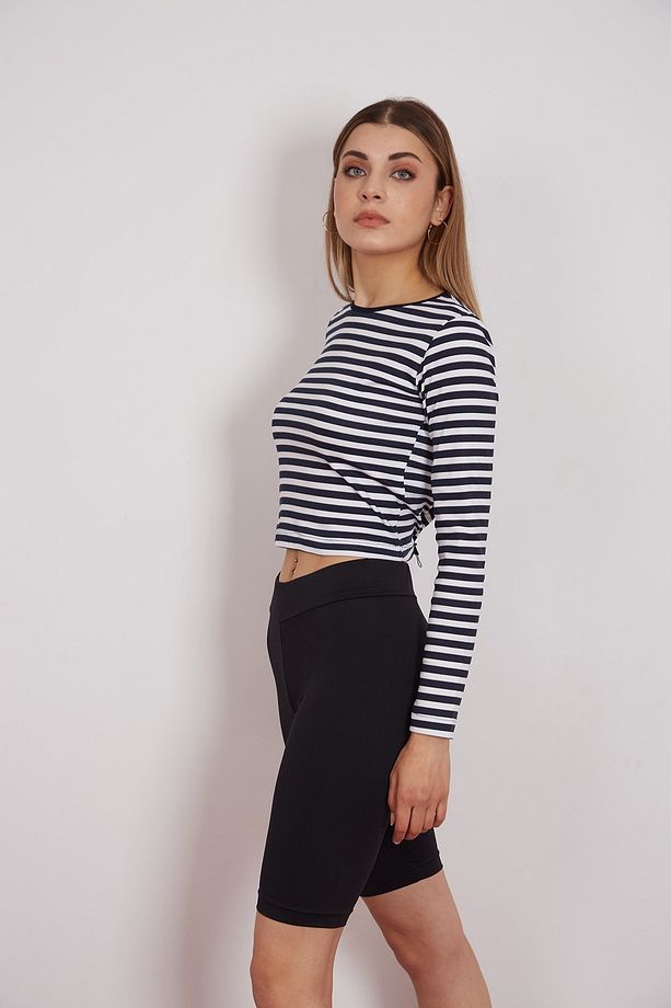Eazy Çizgili Kadın Crop Top - 4