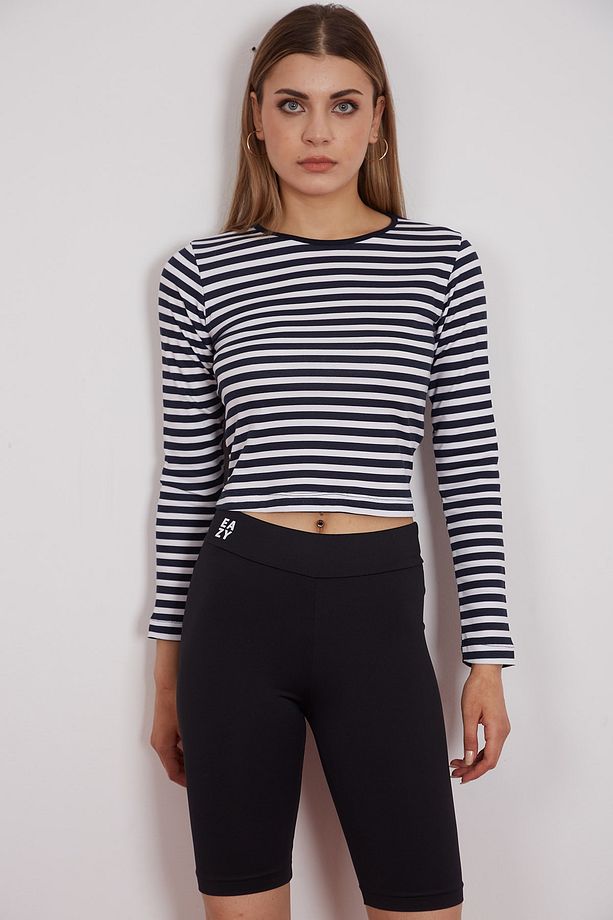 Eazy Çizgili Kadın Crop Top - 5