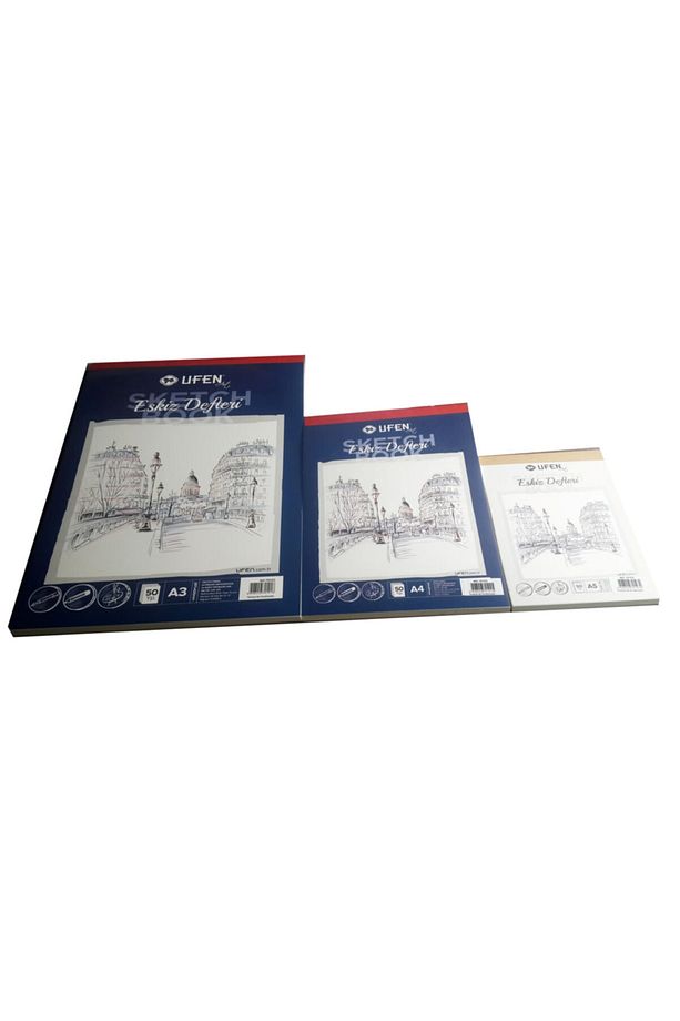 Ufen 3 Boy Sketchbook Eskiz Defteri 50'şer Yaprak - A3 297x420 Mm A4 210x297 Mm A5 148x210 Mm - 2