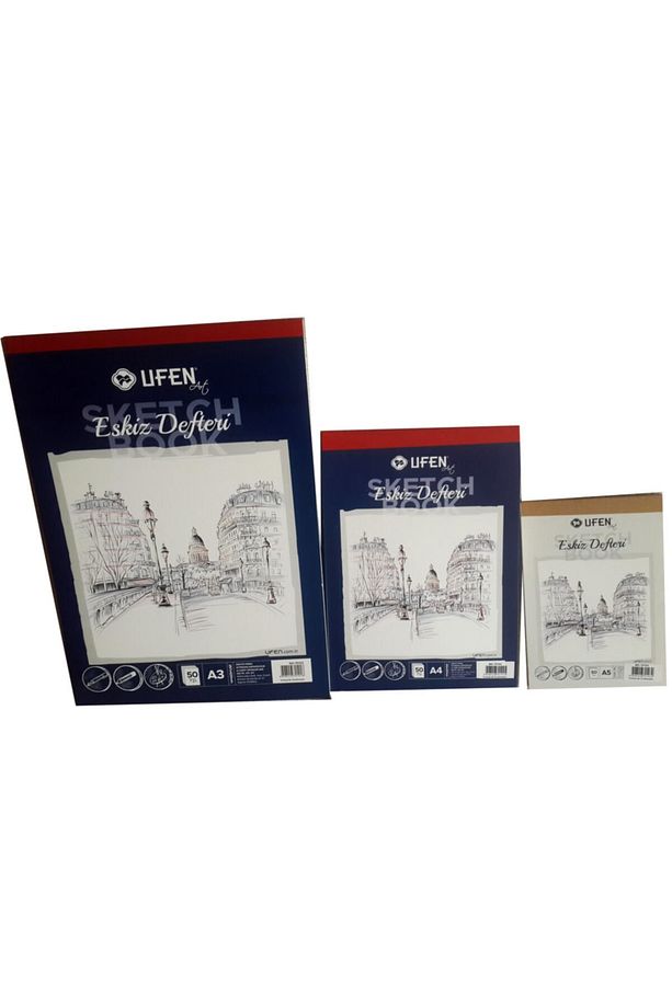 Ufen 3 Boy Sketchbook Eskiz Defteri 50'şer Yaprak - A3 297x420 Mm A4 210x297 Mm A5 148x210 Mm - 3