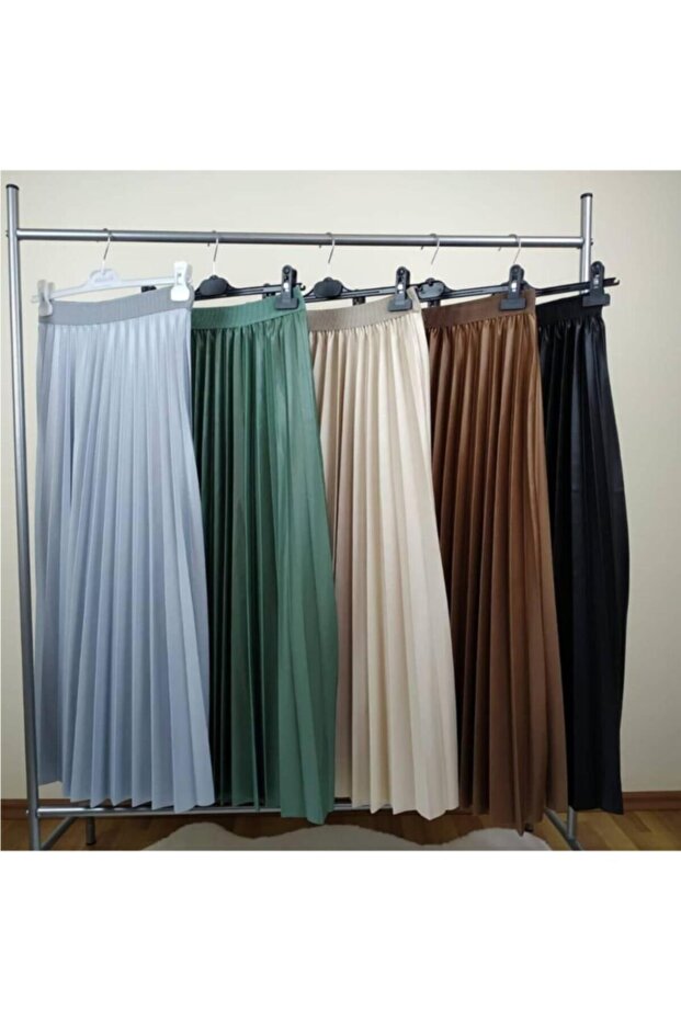 Deri Görünümlü Harika Piliseli Etek - 2