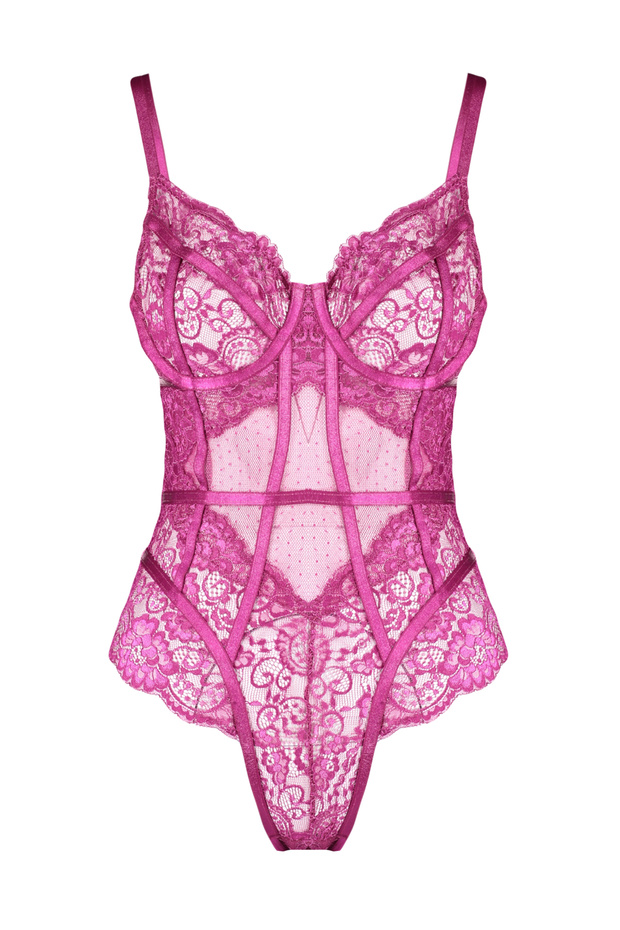 Fuşya Dantelli İp Askılı Çıtçıtlı Örme Body THMAW24BD00005 - 6