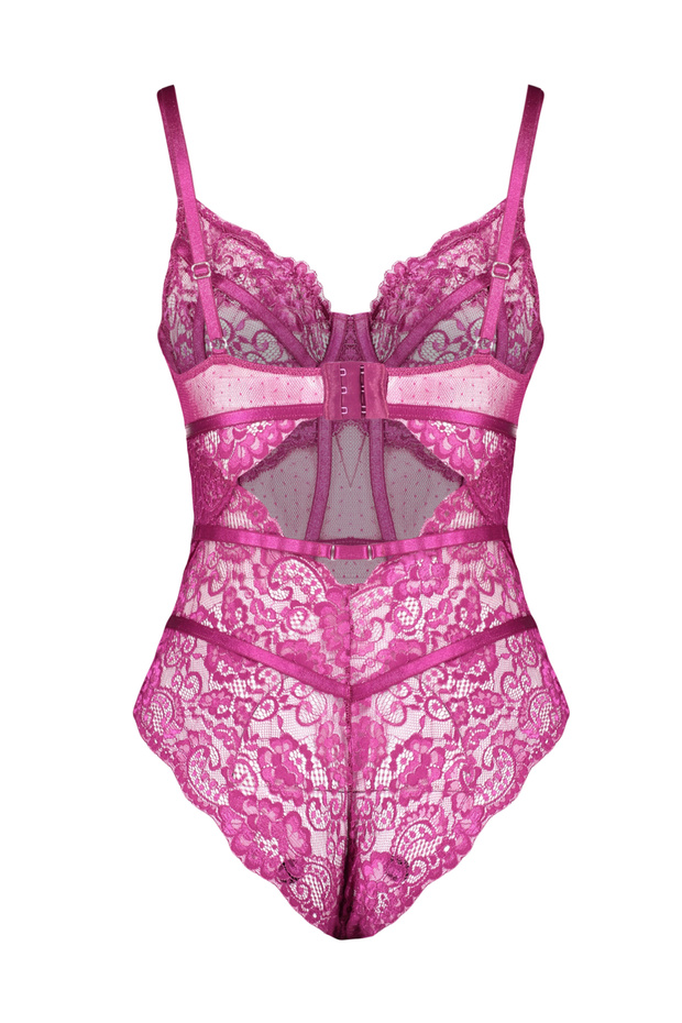 Fuşya Dantelli İp Askılı Çıtçıtlı Örme Body THMAW24BD00005 - 8