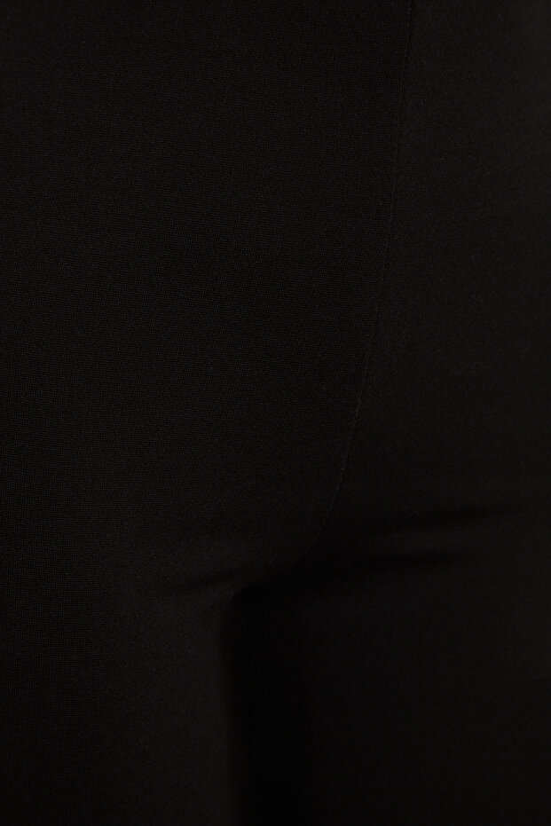 Siyah İçten Yırtmaçlı Yüksek Bel İnterlok Örme Tayt Pantolon TWOAW24PL00122 - 7