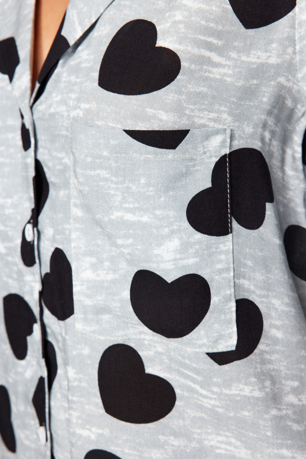 Komplet piżamowy z wiskozy w kolorze szarym w kształcie serca Thmaw21Pt0936 - 5