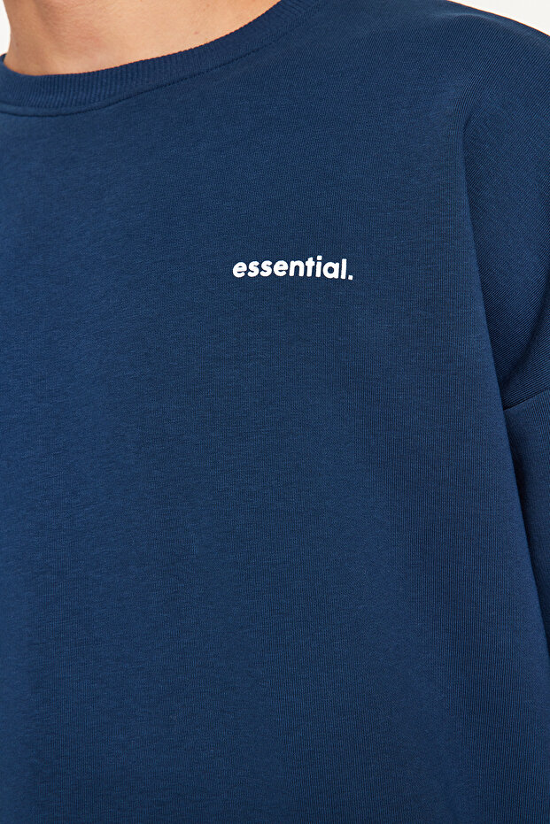 Indigo Oversize/Geniş Kesim Yazı Baskılı Sıcak Tutan Sweatshirt Eşofman Takım TMNAW24EM00004 - 5