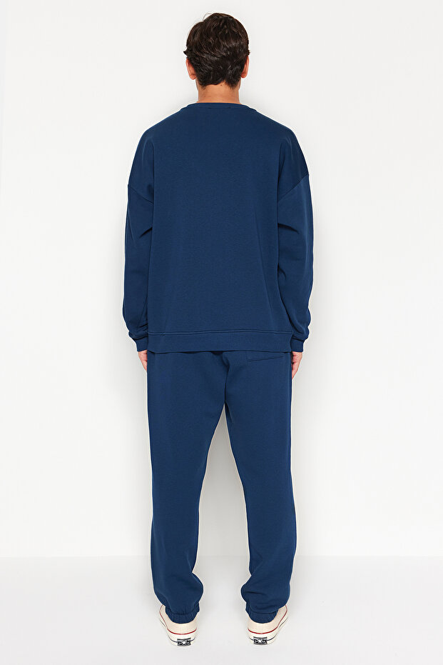 Indigo Oversize/Geniş Kesim Yazı Baskılı Sıcak Tutan Sweatshirt Eşofman Takım TMNAW24EM00004 - 7