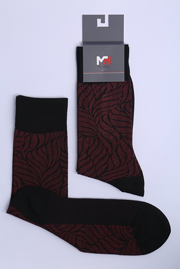 Single Bamboo Leaf Patterned Classic Men's Long Sock Socks - 1