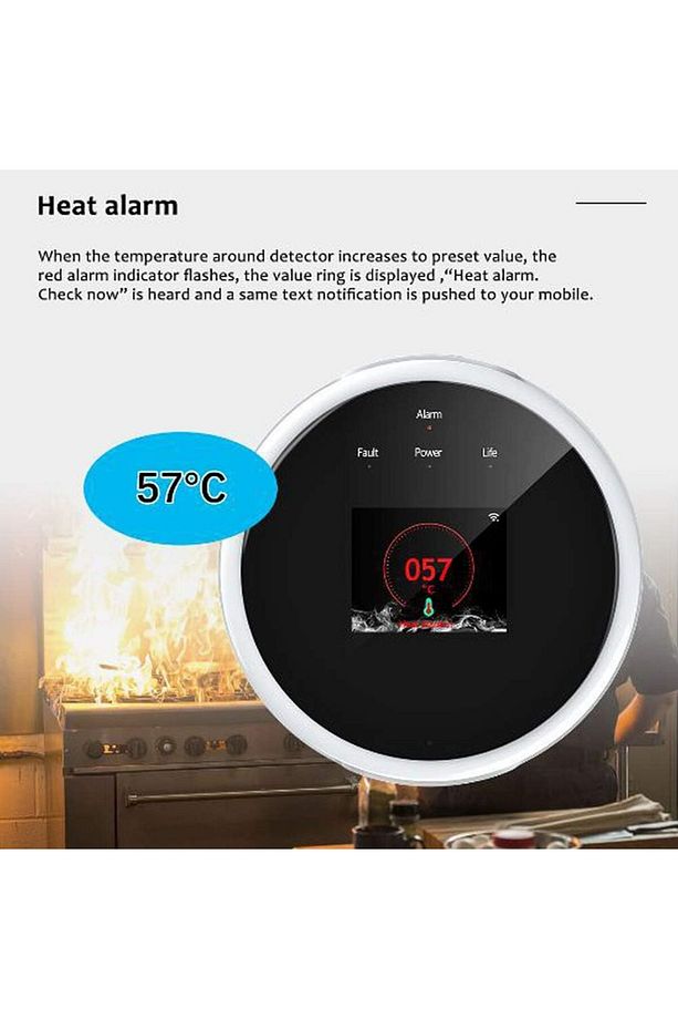 Tuya Wifi Doğalgaz Sensörü Ev Akıllı Yanıcı Gaz Alarm Dedektörü Alexa, Google Assistant - 6