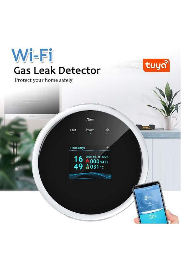 Tuya Wifi Doğalgaz Sensörü Ev Akıllı Yanıcı Gaz Alarm Dedektörü Alexa, Google Assistant - 2