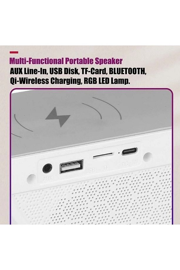 Bluetooth Hoparlör, Kablosuz Şarj, Gece Ve Masa Lambası,speaker Wireless Şarjlı,g Hoparlör - 7