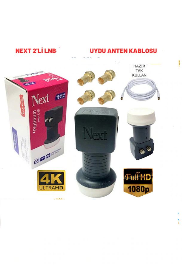 202 Twin-Çiftli LNB + 30 Metre Hazır Uçları Yapılı Anten Kablosu + 4 Sarı F konnektör TAK ÇALIŞTIR - 1