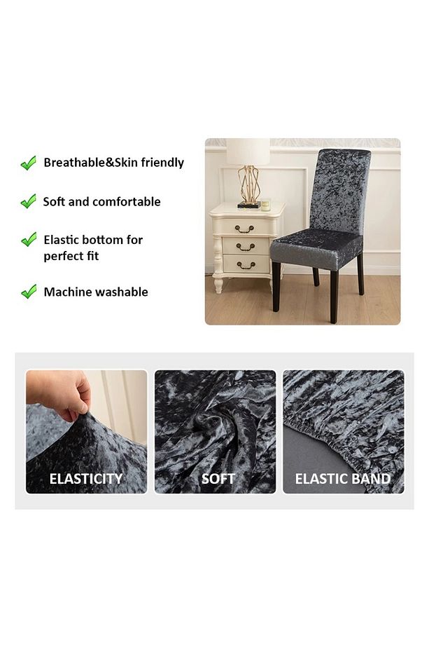 Kadife Sandalye Kılıfı. Kaliteli Sandalye Örtüsü 6adet - 2