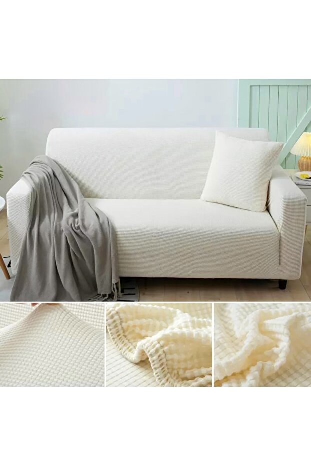 Lycra seat cover flexible square pattern three-seater seat cover with washable rubber