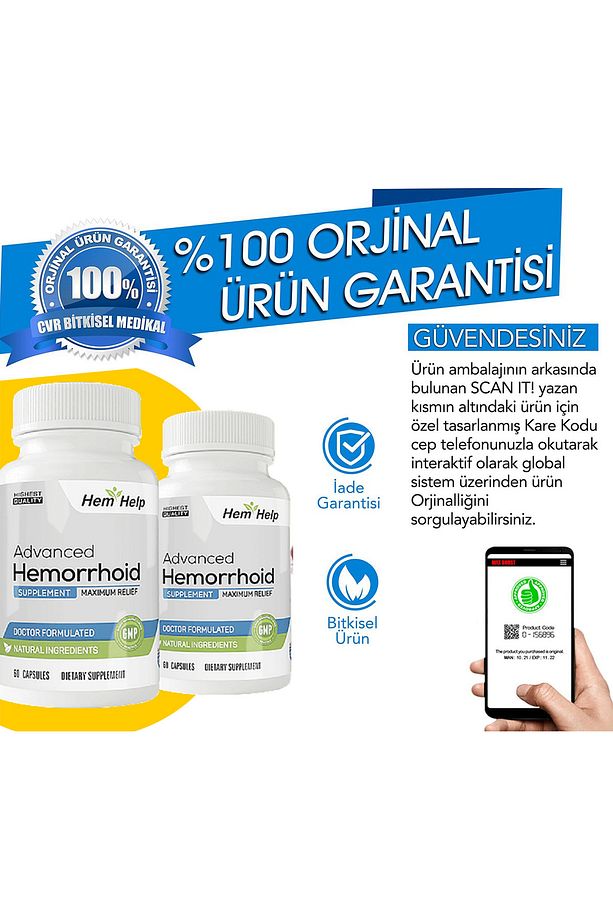 Hemphelp Advanced Gotu Kola Karışımlı Hemoroîd Bitkisel Gıda Takviyesi Kapsül(basur) - 1