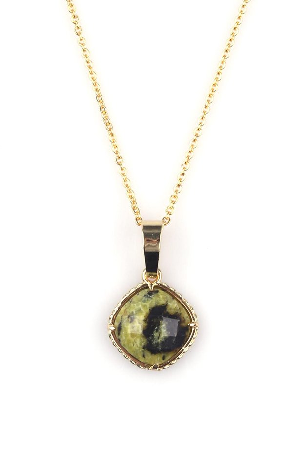 Jade Natural Stone Gold Colored Necklace