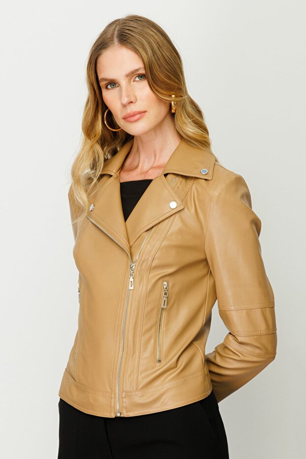 Deri Fermuarlı Mont - 3