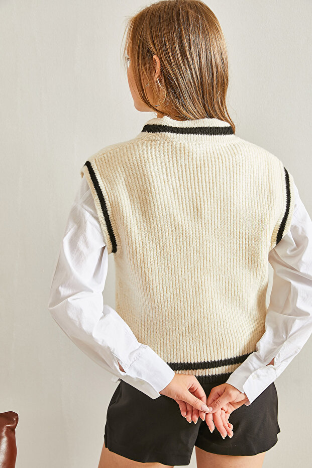 Damen-Strickpullover mit V-Ausschnitt STK285 - 5