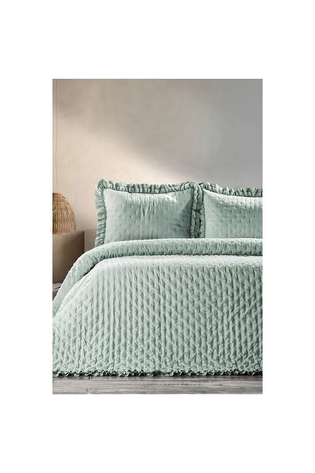 ZEBRA CASA LİMA TEK KİŞİLİK FIRFIRLI YATAK ÖRTÜSÜ YEŞİL - 1