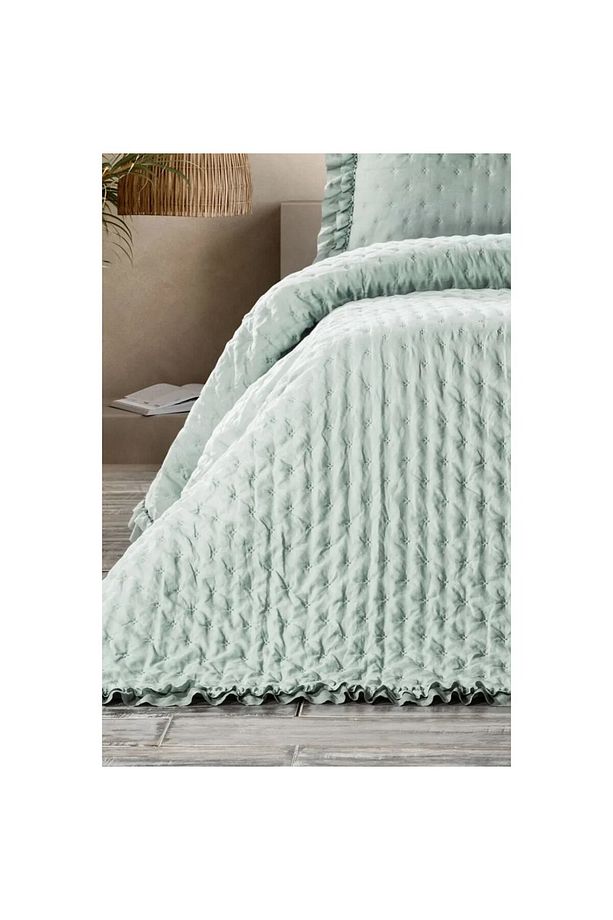 ZEBRA CASA LİMA TEK KİŞİLİK FIRFIRLI YATAK ÖRTÜSÜ YEŞİL - 3