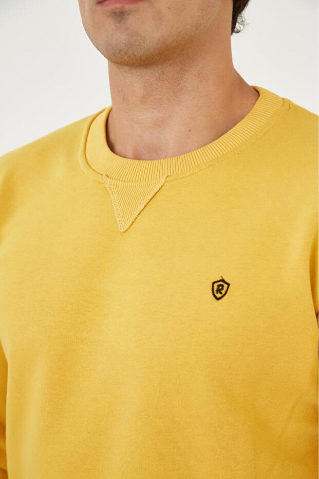 BİSİKLET YAKA ÖN DETAYLI BASİC SWEATSHİRT - 5