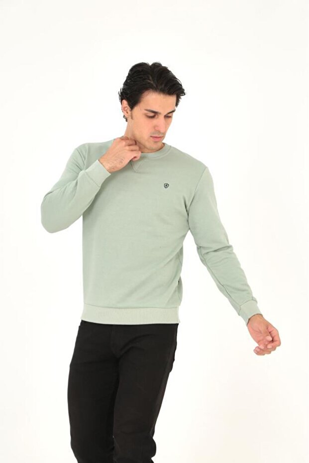 BİSİKLET YAKA ÖN DETAYLI BASİC SWEATSHİRT - 4