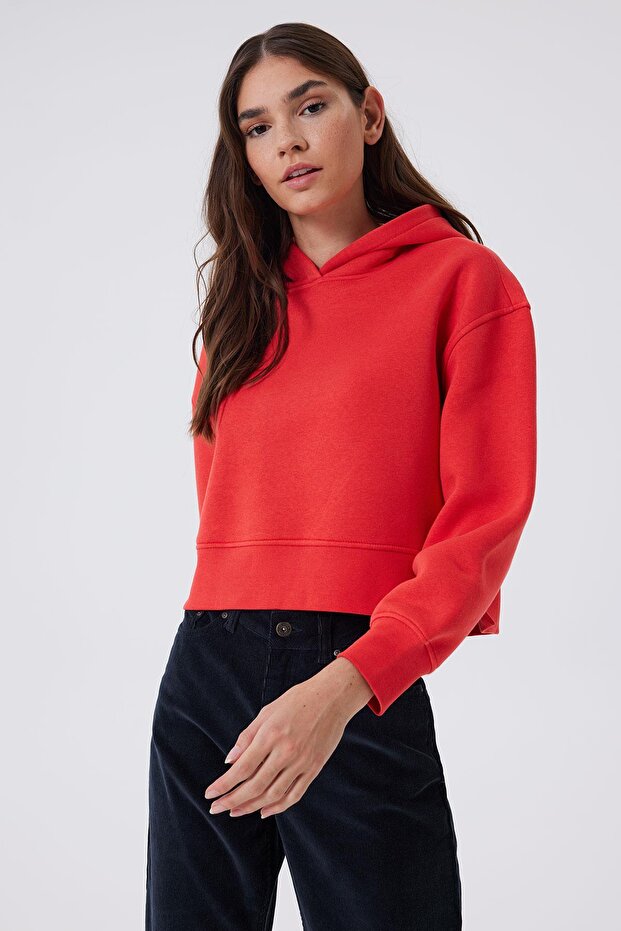 Fıona Kadın Kapş. Sweatshırt Kırmızı - 2