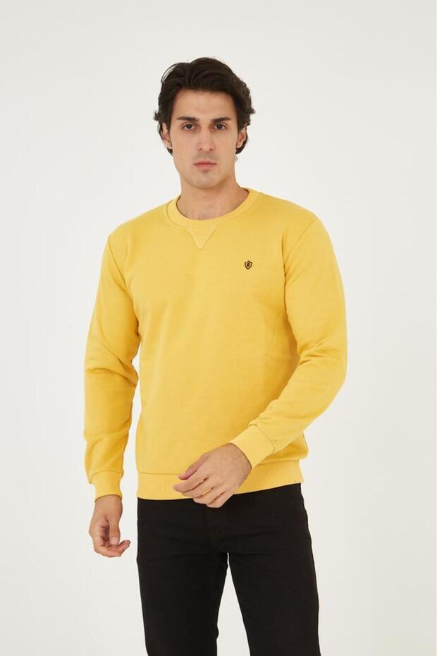 BİSİKLET YAKA ÖN DETAYLI BASİC SWEATSHİRT - 1