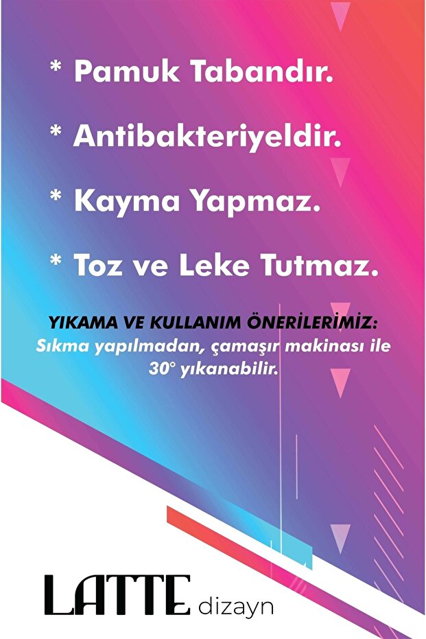 Tegan Dekoratif Kadife Özel Tasarım , Pamuk Taban ,kaydırmaz ,yıkanabilen , Antibakteriyel Halı - 7