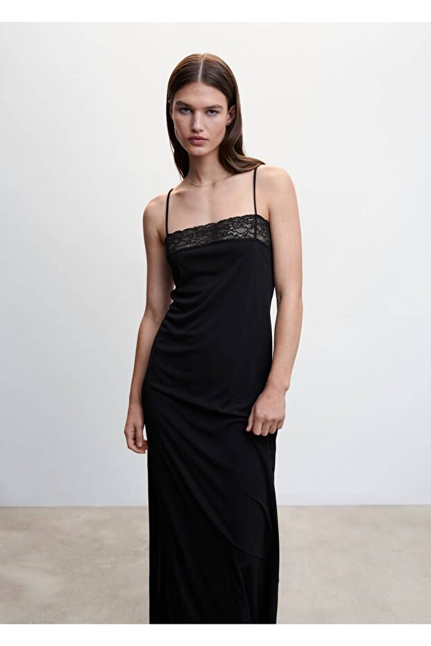 Dantel Detaylı Elbise - 1