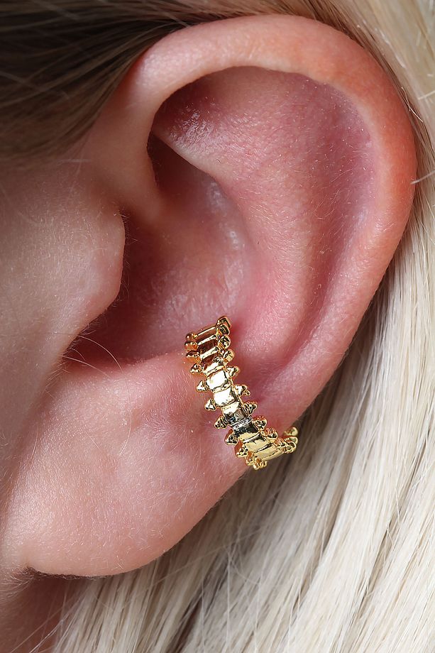 Altın Kaplama Ayarlanılabilir Sıkıştırılabilir Conch Orbital Earcuff Küpe - 1