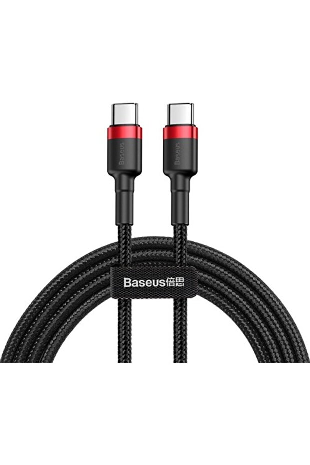 Cafule PD 2.0 60W Type-C iPad , Macbook Uyumlu Kablo 3A 2 mt Kırmızı+Siyah CATKLF-H91 - 1