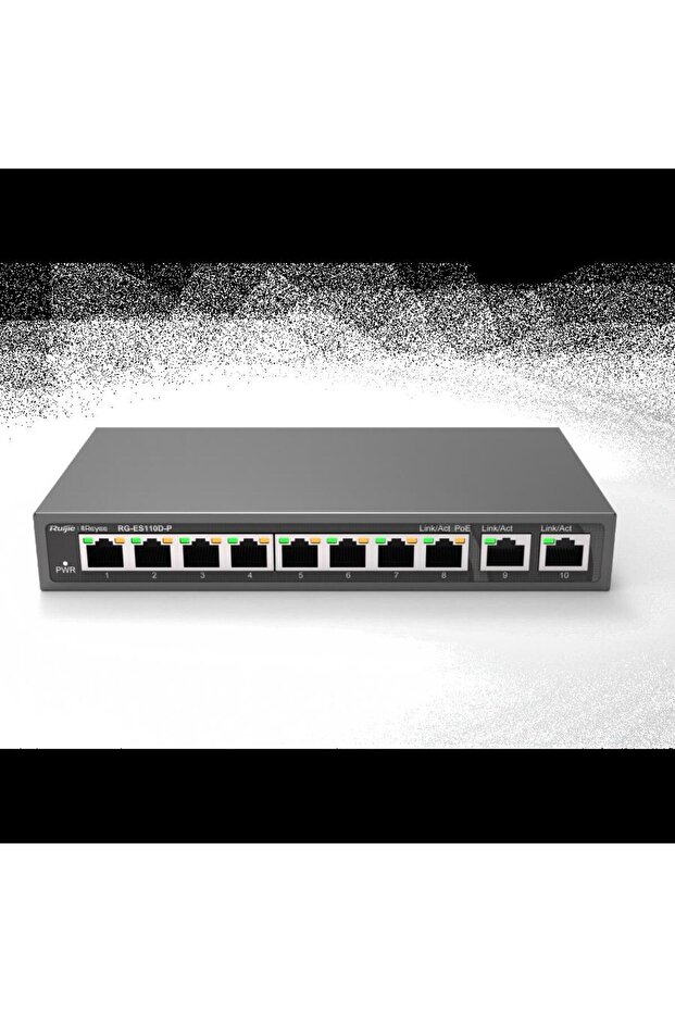 -Reyee RG-ES110D-P 8 Port Poe+ 10-100 Mbps 2 Port 10-100-1000 Mbps Uplink Switch Çelik Kasa - 1
