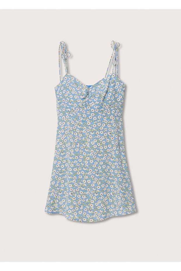 Desenli Askılı Elbise - 3