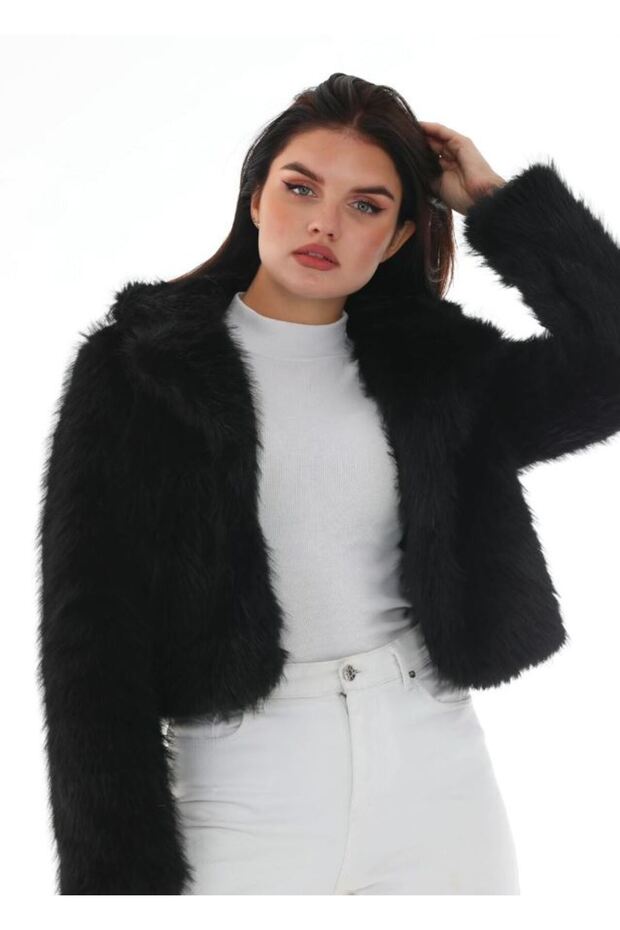 Pluș de damă cu guler șal scurt - 2