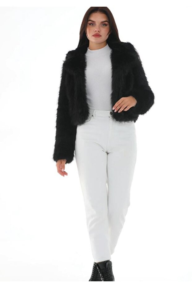 Pluș de damă cu guler șal scurt - 6