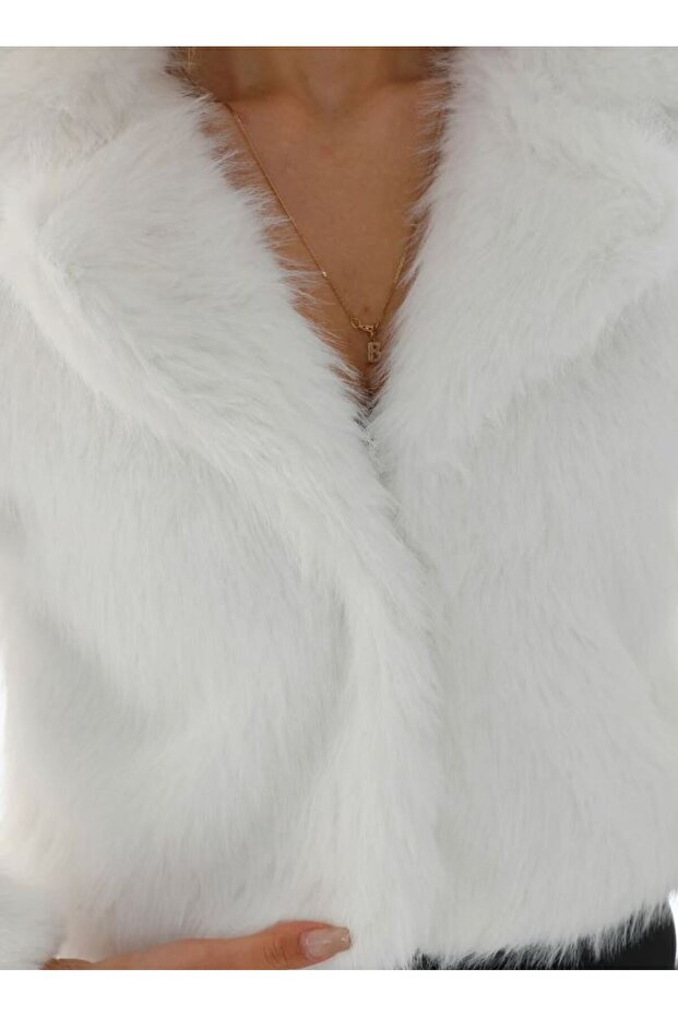 Kadın Kısa Şal Yaka Crop peluş - 7