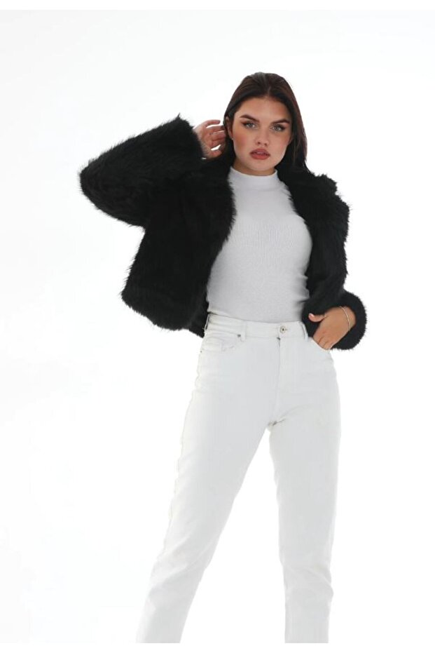 Pluș de damă cu guler șal scurt - 5