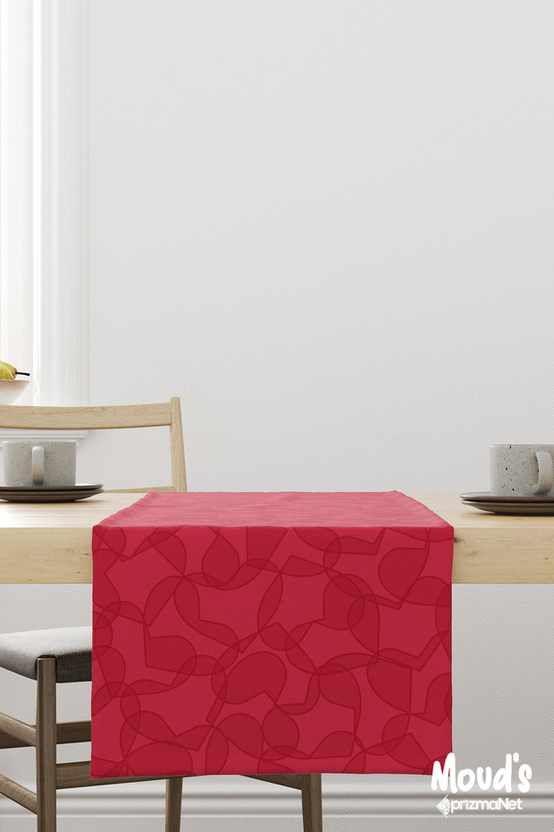 Hearts Pattern Printed Suede Runner Tablecloth - 4