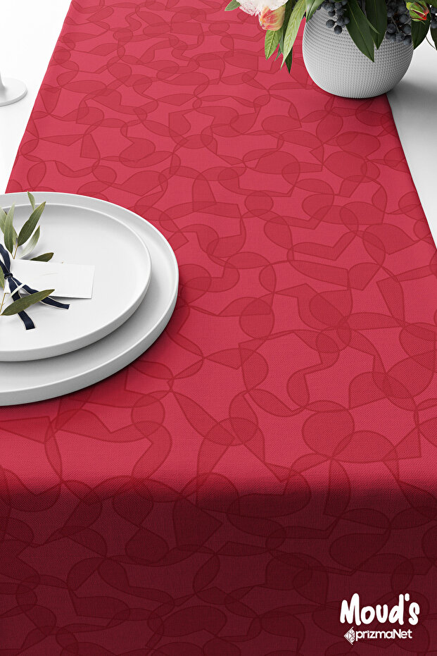 Hearts Pattern Printed Suede Runner Tablecloth - 3